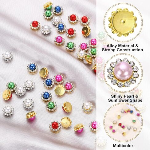 HARFINGTON 200pcs Pearl Rhinestone Button 12mm Sew on Rhinestone Vintage Faux Pearls Metal Claw Flatback Sewing for DIY Crafts Dress Clothing Shoes Bag Decorations Accessories, Purple in Saudi Arabia