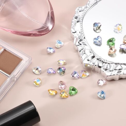 Meccanixity 5 PCS 3D Heart Light Nail Nail Rhinestons K9 Glass Crystal Rhinestones مدببة للخلف بالأحجار الكريمة القلبية الملتوية لسحر الأظافر Art DIY Craft 8x8mm in Kuwait