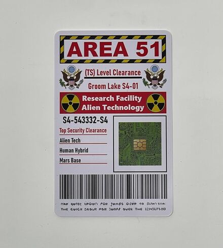 Area 51 ID Card Top Secret Badge Alien AREA 51 Card UFO Joke Funny Cards in Kuwait