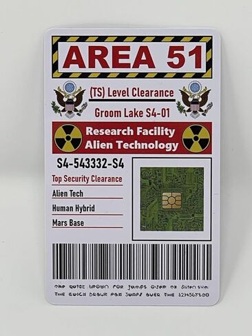 Area 51 ID Card Top Secret Badge Alien AREA 51 Card UFO Joke Funny Cards in Kuwait