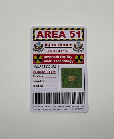 Area 51 ID Card Top Secret Badge Alien AREA 51 Card UFO Joke Funny Cards in Kuwait