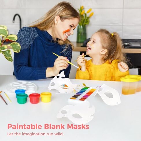 24 White Half-Face Masquerade Masks, Diy Pulp Mask Set With 6 Artistic Styles, Paintable Costume Masks For Stage & Festivals in Saudi Arabia