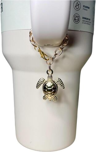 Tumbler Charm - Gold Sea Turtle - Handle Charm - Cup Accessory - Beach Accessory - Ocean Theme - Jewelry - Gift for Women - Gift for Her in Saudi Arabia