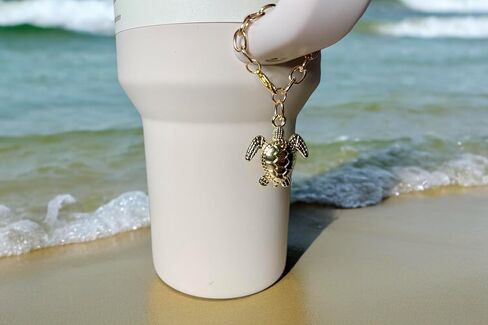 Tumbler Charm - Gold Sea Turtle - Handle Charm - Cup Accessory - Beach Accessory - Ocean Theme - Jewelry - Gift for Women - Gift for Her in Saudi Arabia