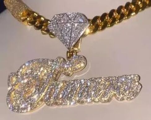 قلادة Moissanite الحقيقية 3.50 CTW MEN للنساء القابل للتخصيص قلادة مخصصة Charm_ الهيب هوب هدية عيد ميلاد لا سلسلة in Kuwait