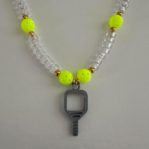 Mini Pickleball Bead And Paddle Charm Crafting Set, 12 Pickleball Beads and 6 Paddle Charms, Green Yellow Pickleballs, Silver Paddles, Craft Pickleball Jewelry, Team Bracelets, Pickleball Accessories in Saudi Arabia