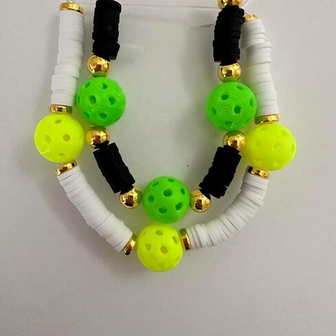 Mini Pickleball Bead And Paddle Charm Crafting Set, 12 Pickleball Beads and 6 Paddle Charms, Green Yellow Pickleballs, Silver Paddles, Craft Pickleball Jewelry, Team Bracelets, Pickleball Accessories in Saudi Arabia