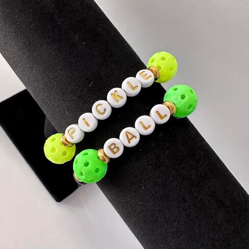 Mini Pickleball Bead And Paddle Charm Crafting Set, 12 Pickleball Beads and 6 Paddle Charms, Green Yellow Pickleballs, Silver Paddles, Craft Pickleball Jewelry, Team Bracelets, Pickleball Accessories in Saudi Arabia