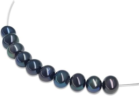 10pcs لؤلؤة المياه العذبة السوداء - 8 ملم بالقرب من جولة لؤلؤة مثقفة حقيقية لصنع المجوهرات (لؤلؤة سوداء ، من 7 إلى 8 مم) in Kuwait