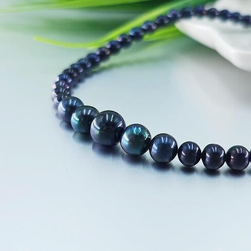 10pcs لؤلؤة المياه العذبة السوداء - 8 ملم بالقرب من جولة لؤلؤة مثقفة حقيقية لصنع المجوهرات (لؤلؤة سوداء ، من 7 إلى 8 مم) in Kuwait