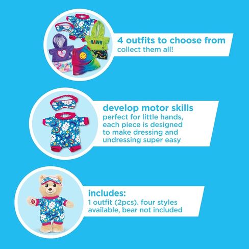 Casdon Mini Build-A-Bear Workshop Green Rawr Toy Pack. 4 ملابس مزيج ومطاردة تشمل بيجاما ، هوديس لطيف ، أنماط الصيف | للأطفال الذين تتراوح أعمارهم بين 3 سنوات. مناسبة ل 9 بوصات الدببة فقط in Saudi Arabia