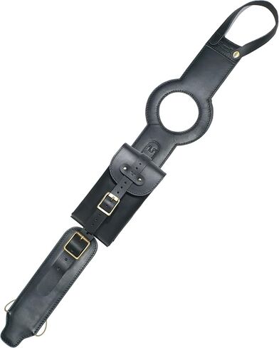 Trip Machine Company Genuine Leather Moto Exclusive Fuel Tank Strap, Handcrafted Adjustable Vertical Mount - For RE Interceptor/GT 650 (Tank Strap & Pouch, Black) in Saudi Arabia