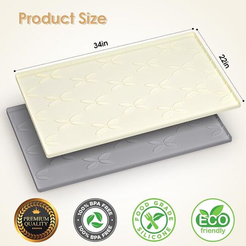 Cat Litter Mat, Large 34" x 22" Litter Box Mat, Waterproof Silicone Litter Mat for Litter Box, Non-Slip, Easy to Clean (Light Grey) in Saudi Arabia