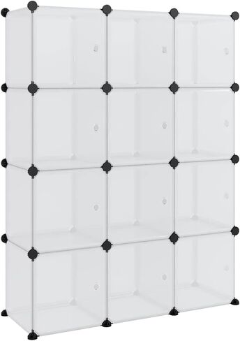 منظم تخزين 15-Cube مع تصميم معياري ، إطار من مادة البولي بروبيلين والصلب المقاوم للماء للتنظيم المنزلي شفاف ، 12.6 × 61 × 60.4 في in Saudi Arabia
