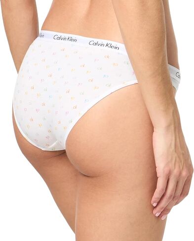 Calvin Klein Women's Carousel Logo Cotton Stretch Bikini Panties, 3 Pack, Mellow Orange/White/Rainer Stripe_Grey Heather, Small in Saudi Arabia