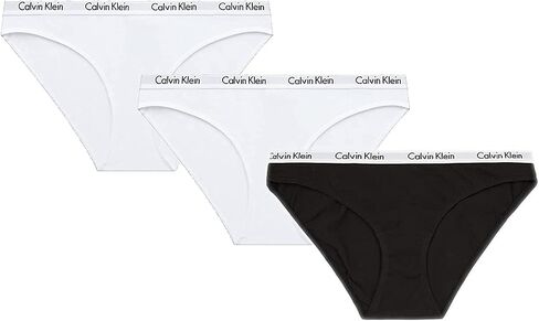 Calvin Klein Women's Carousel Logo Cotton Stretch Bikini Panties, 3 Pack, Mellow Orange/White/Rainer Stripe_Grey Heather, Small in Saudi Arabia