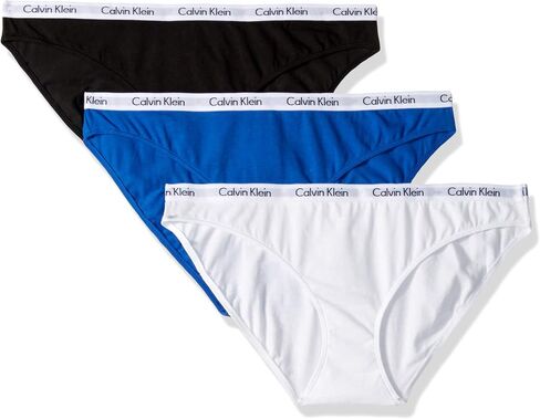 Calvin Klein Women's Carousel Logo Cotton Stretch Bikini Panties, 3 Pack, Mellow Orange/White/Rainer Stripe_Grey Heather, Small in Saudi Arabia