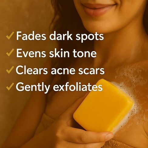 Turmeric Kojic Acid Soap 3-Pack, 3.5 oz Bars – Brightening Face & Body Bar with Lemon Oil – Dark Spot Remover, Even Tone, Acne Scars, Hyperpigmentation – Natural, Handmade Skincare in Saudi Arabia