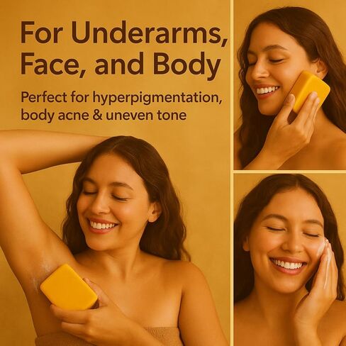 Turmeric Kojic Acid Soap 3-Pack, 3.5 oz Bars – Brightening Face & Body Bar with Lemon Oil – Dark Spot Remover, Even Tone, Acne Scars, Hyperpigmentation – Natural, Handmade Skincare in Saudi Arabia