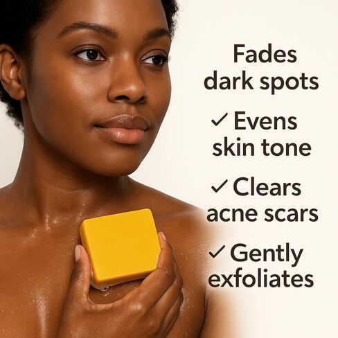 Turmeric Kojic Acid Soap 3-Pack, 3.5 oz Bars – Brightening Face & Body Bar with Lemon Oil – Dark Spot Remover, Even Tone, Acne Scars, Hyperpigmentation – Natural, Handmade Skincare in Saudi Arabia
