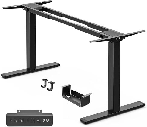 Huuger Dual Motor Electric Standing Desk Frame, Sit Stand up Desk Leg for 47.2" to 86.6" Desktop, Computer Desk Leg with Cable Tray, 3 Memory Height Presets, 2 Hooks, Black Frame Only in Kuwait
