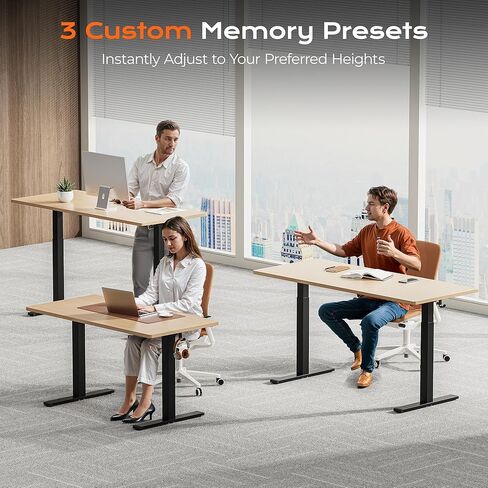 Huuger Dual Motor Electric Standing Desk Frame, Sit Stand up Desk Leg for 47.2" to 86.6" Desktop, Computer Desk Leg with Cable Tray, 3 Memory Height Presets, 2 Hooks, Black Frame Only in Kuwait