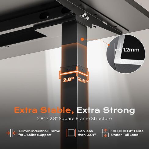 Huuger Dual Motor Electric Standing Desk Frame, Sit Stand up Desk Leg for 47.2" to 86.6" Desktop, Computer Desk Leg with Cable Tray, 3 Memory Height Presets, 2 Hooks, Black Frame Only in Kuwait