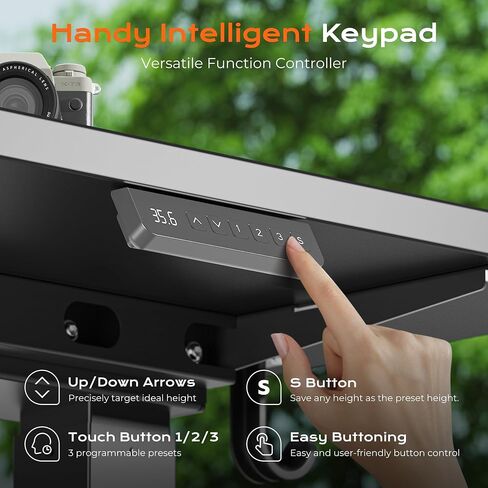 Huuger Dual Motor Electric Standing Desk Frame, Sit Stand up Desk Leg for 47.2" to 86.6" Desktop, Computer Desk Leg with Cable Tray, 3 Memory Height Presets, 2 Hooks, Black Frame Only in Kuwait