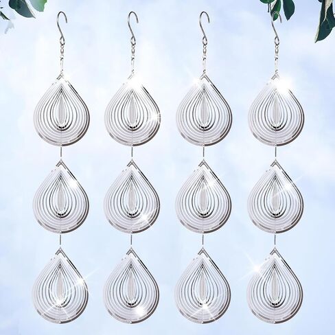Droplet Bird Scare Discs Set, Metal Bird Reflectors Shiny Wind Spinners for Outdoor Garden Decor, Reflective Bird Devices Deterrents to Keep Scare Birds Away from Outside Patio Porch Yard Fruit Trees in Saudi Arabia