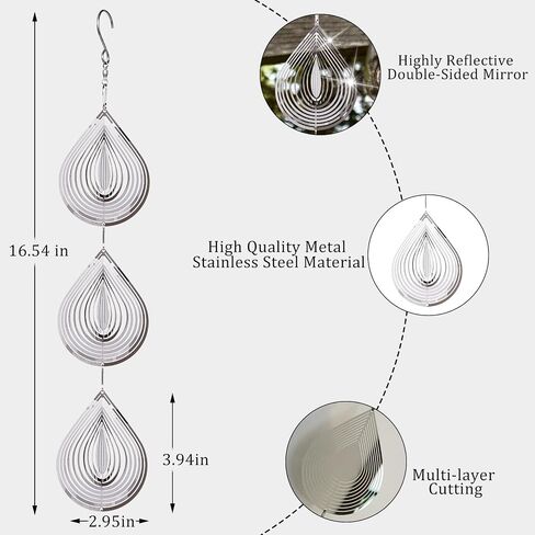 Droplet Bird Scare Discs Set, Metal Bird Reflectors Shiny Wind Spinners for Outdoor Garden Decor, Reflective Bird Devices Deterrents to Keep Scare Birds Away from Outside Patio Porch Yard Fruit Trees in Saudi Arabia
