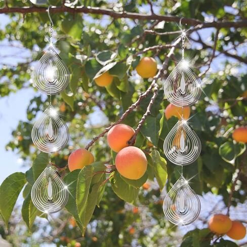 Droplet Bird Scare Discs Set, Metal Bird Reflectors Shiny Wind Spinners for Outdoor Garden Decor, Reflective Bird Devices Deterrents to Keep Scare Birds Away from Outside Patio Porch Yard Fruit Trees in Saudi Arabia