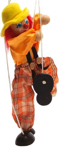 المرح مهرج خشبي مهرج ملون marionette سحب سلسلة دمية متحركة والقدمين عتيقة النشاط المشترك هدايا دمية ، لعائلة الرجال حزب العرائس للنساء (برتقالي) in Saudi Arabia