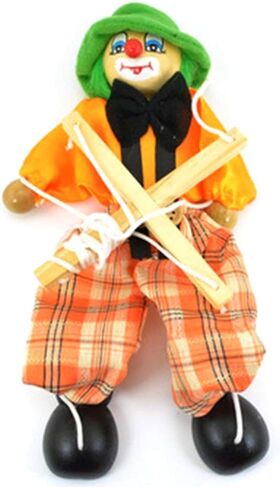 المرح مهرج خشبي مهرج ملون marionette سحب سلسلة دمية متحركة والقدمين عتيقة النشاط المشترك هدايا دمية ، لعائلة الرجال حزب العرائس للنساء (برتقالي) in Saudi Arabia