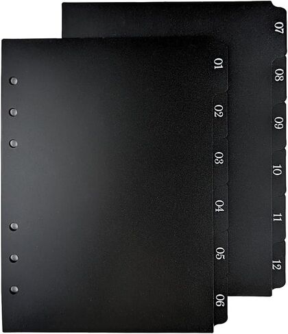 B6 Six Ring Black Plastic Planner Dividers, Tabbed Monthly Planner Dividers for B6 Ringbound Size Planner Binder Systems in Saudi Arabia