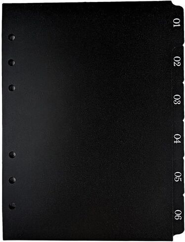 B6 Six Ring Black Plastic Planner Dividers, Tabbed Monthly Planner Dividers for B6 Ringbound Size Planner Binder Systems in Saudi Arabia