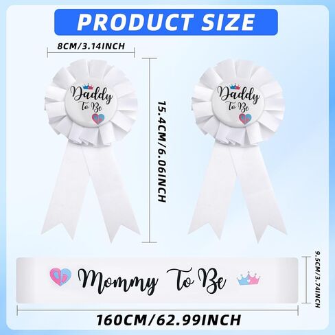 3PCS White Mommy and Daddy To Be Badges Pins Pack, Mommy and Daddy to Be Pin &, Gender Reveal Baby Shower Badges for Pregnant Keepsake Gifts in Kuwait