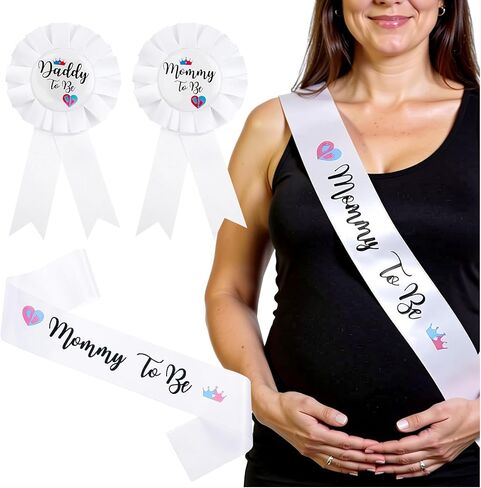 3PCS White Mommy and Daddy To Be Badges Pins Pack, Mommy and Daddy to Be Pin &, Gender Reveal Baby Shower Badges for Pregnant Keepsake Gifts in Kuwait