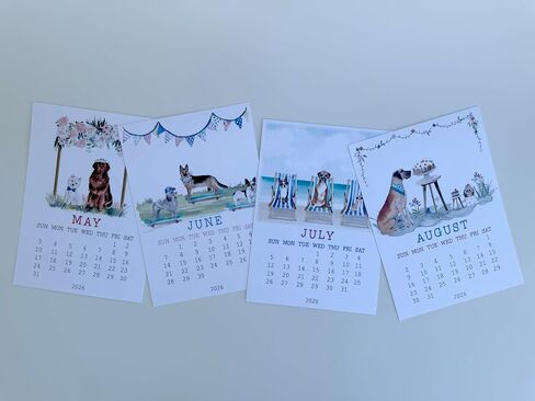 2026 Funny Dog Desk Calendar مع easel اختياري ، موضوع الكلب ، توضيح الألوان المائية ، التقويم الدائم الصغير للمكتب أو المنزل أو الهدية in Saudi Arabia