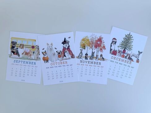 2026 Funny Dog Desk Calendar مع easel اختياري ، موضوع الكلب ، توضيح الألوان المائية ، التقويم الدائم الصغير للمكتب أو المنزل أو الهدية in Saudi Arabia