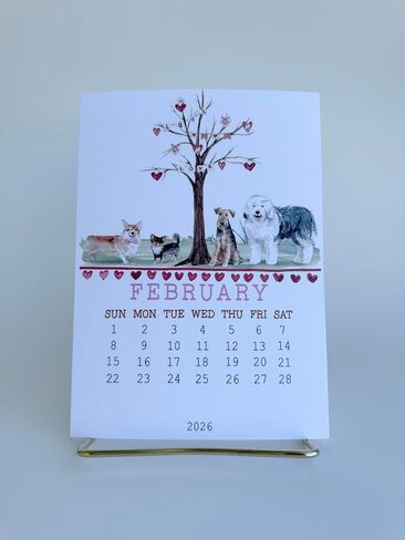 2026 Funny Dog Desk Calendar مع easel اختياري ، موضوع الكلب ، توضيح الألوان المائية ، التقويم الدائم الصغير للمكتب أو المنزل أو الهدية in Saudi Arabia