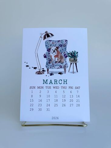 2026 Funny Dog Desk Calendar مع easel اختياري ، موضوع الكلب ، توضيح الألوان المائية ، التقويم الدائم الصغير للمكتب أو المنزل أو الهدية in Saudi Arabia