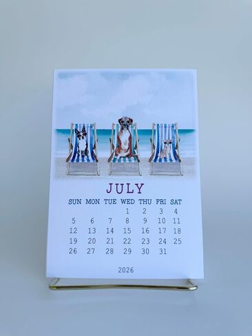 2026 Funny Dog Desk Calendar مع easel اختياري ، موضوع الكلب ، توضيح الألوان المائية ، التقويم الدائم الصغير للمكتب أو المنزل أو الهدية in Saudi Arabia