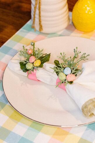 Easter Eggs Spring Napkin Rings & Pink, Blue & Green and table decor decorations - Set of 6 in Saudi Arabia