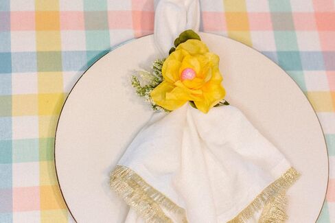 Easter Eggs Spring Napkin Rings & Yellow Flowers table decor decorations - Set of 6 in Saudi Arabia