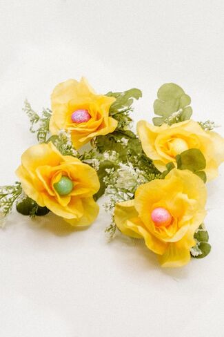 Easter Eggs Spring Napkin Rings & Yellow Flowers table decor decorations - Set of 6 in Saudi Arabia