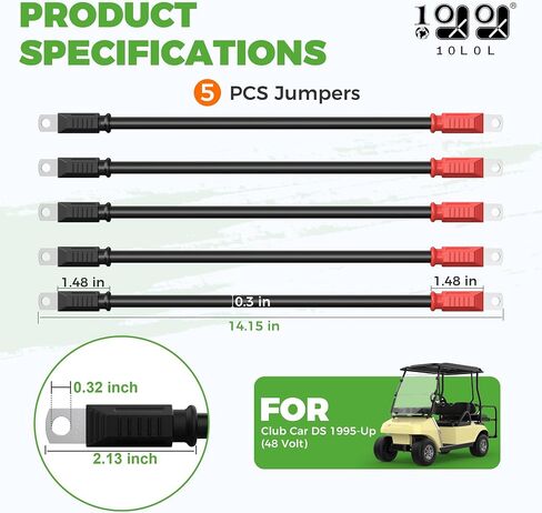 Golf Cart Battery Cable Set for Club Car DS 1995-Up 48 Volt, 4 Gauge Welding Cable(Set of 5) in Saudi Arabia