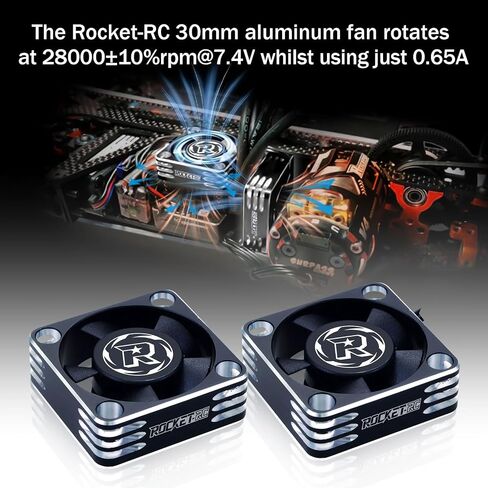 2Pack تجاوز الهواية RC مراوح تبريد 30 مم 28000 RPM عالية RC مروحة المحرك محرك فقط الاستبدال المعجبين (بدون تدخينات المحرك) لمدة 1/8 1/10 1/12 RC شاحنة شاحنة Truggy (أحمر أسود) in Kuwait