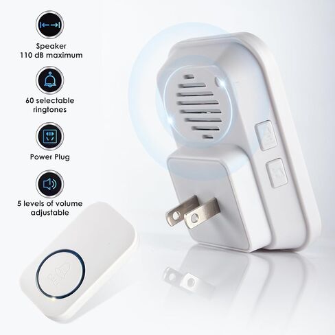 Pager Resigiver اللاسلكي مع إعادة شحن USB ، ونظام التنبيه الطبي لكبار السن مع الألحان ، والاهتزاز وفلاش LED ، مستقبل واحد محمول وزر SOS مقاوم للماء للمراقبة المريض والمسنين in Kuwait