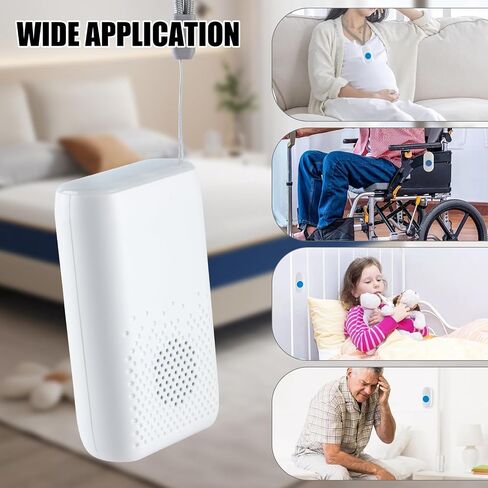 Wireless Caregiver Pager with USB Recharging, Medical Alert System for Seniors with Melodies, Vibration and LED Flash, 1 Portable Receiver & 1 Waterproof SOS Button for Patient and Elderly Monitoring in Kuwait