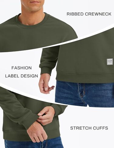 MAGCOMSEN Mens Sherpa Fleece Lined Sweatshirts Winter Thermal for Men Basic Warm Fuzzy Soft Crewneck Cozy Pullover in Saudi Arabia